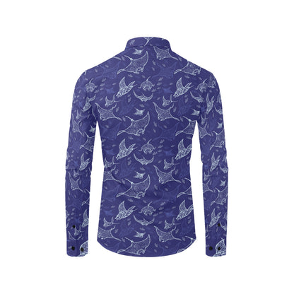 Manta Ray Print Design LKS401 Men's Long Sleeve Dress Shirt