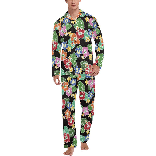 Hawaiian Themed Pattern Print Design H010 Men's Long Pajama Set