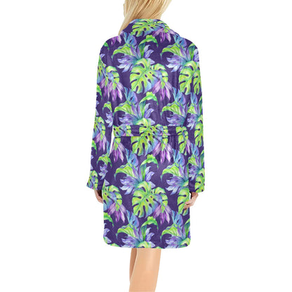 Tropical Flower Pattern Print Design TF019 Women's Fleece Robe