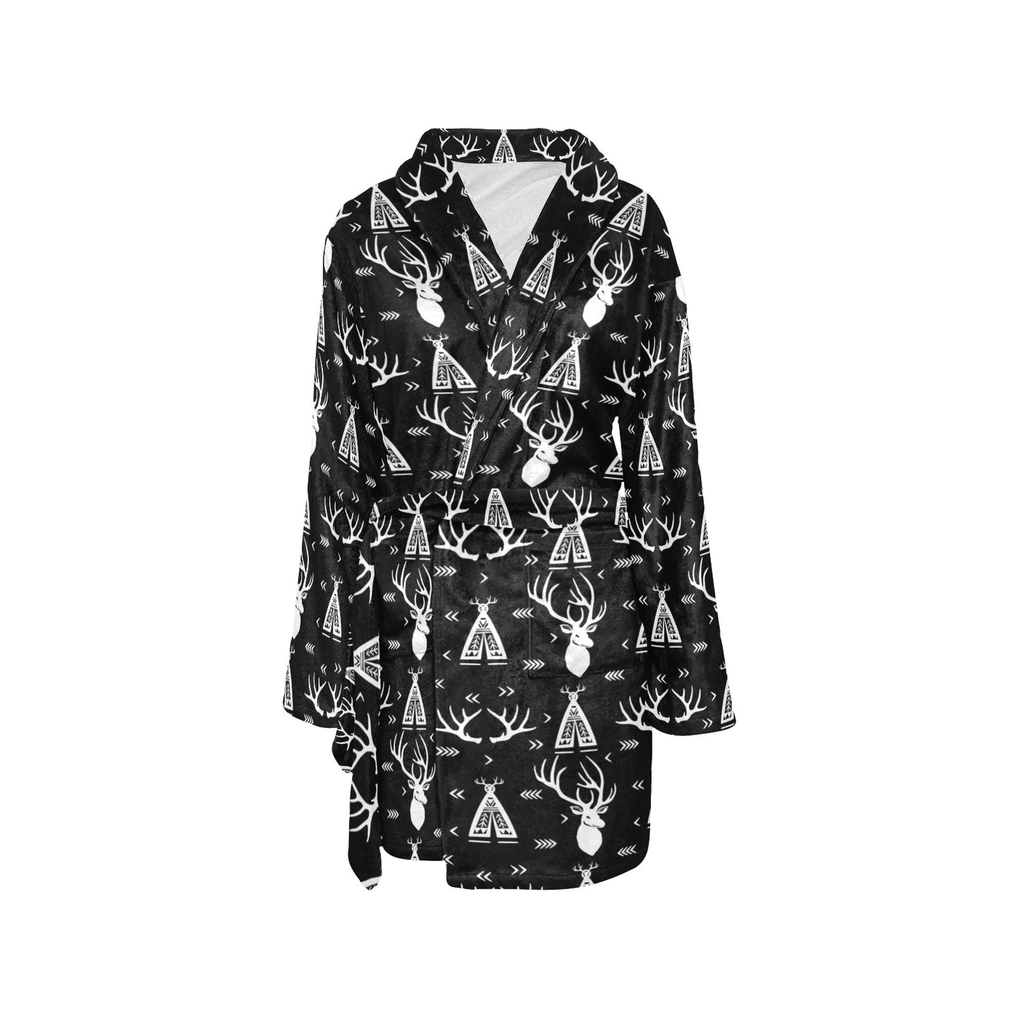 Deer Native Indian Print Pattern Women's Fleece Robe