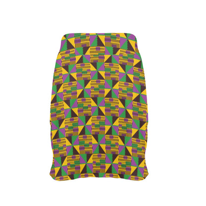 Kente Triangle Design African Print 17" Golf & Pickleball Skort with Pockets