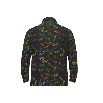 Skateboard Print Design LKS301 Long Sleeve Polo Shirt For Men's