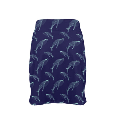 Blue Whale Print Design LKS402 17" Golf & Pickleball Skort with Pockets