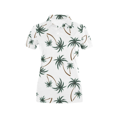 Palm Tree Pattern Print Design PT07 Women's Polo Shirt