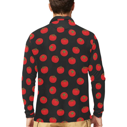 Tomato Print Design LKS305 Long Sleeve Polo Shirt For Men's