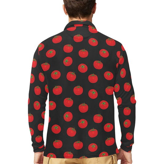 Tomato Print Design LKS305 Long Sleeve Polo Shirt For Men's