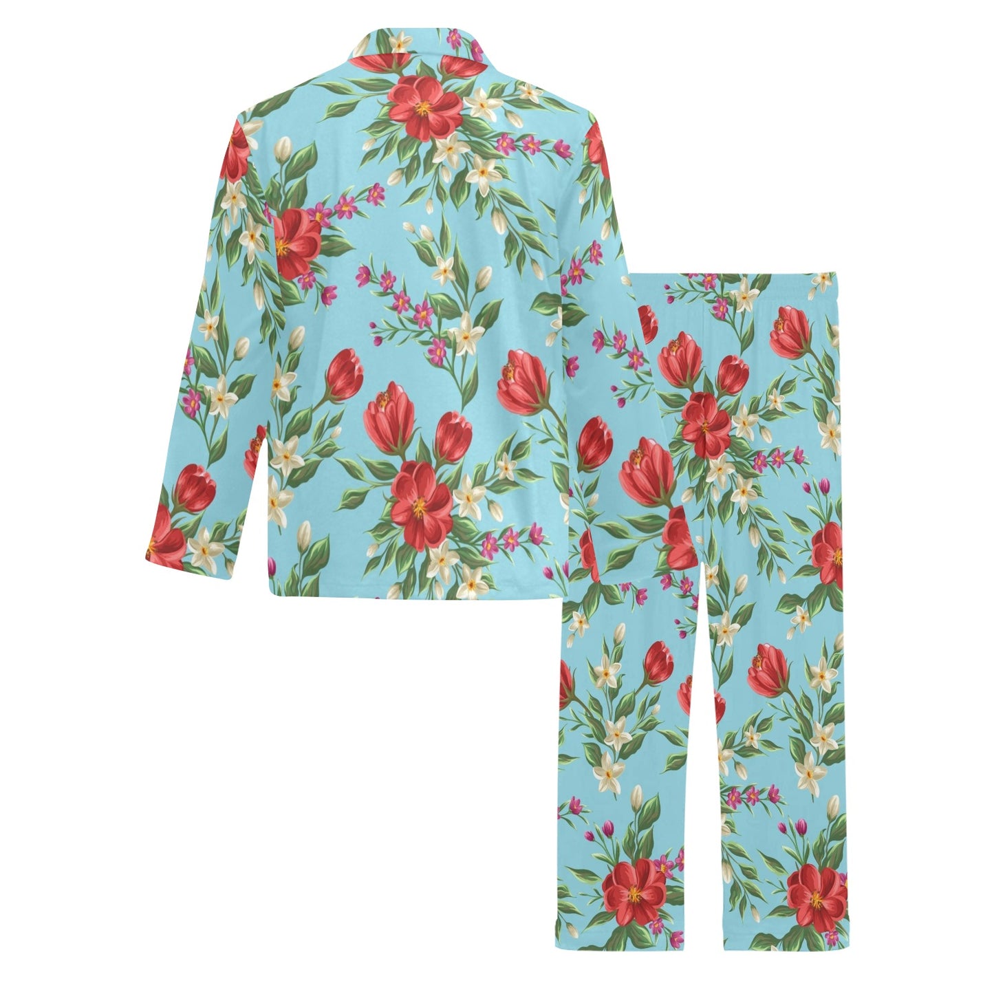 Summer Floral Pattern Print Design SF011 Men's Long Pajama Set