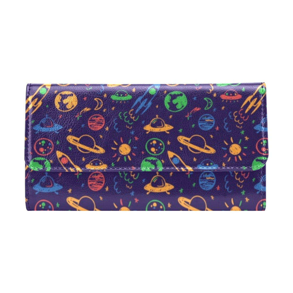 UFO Space Rocket Print Design LKS302 Women's Trifold Wallet