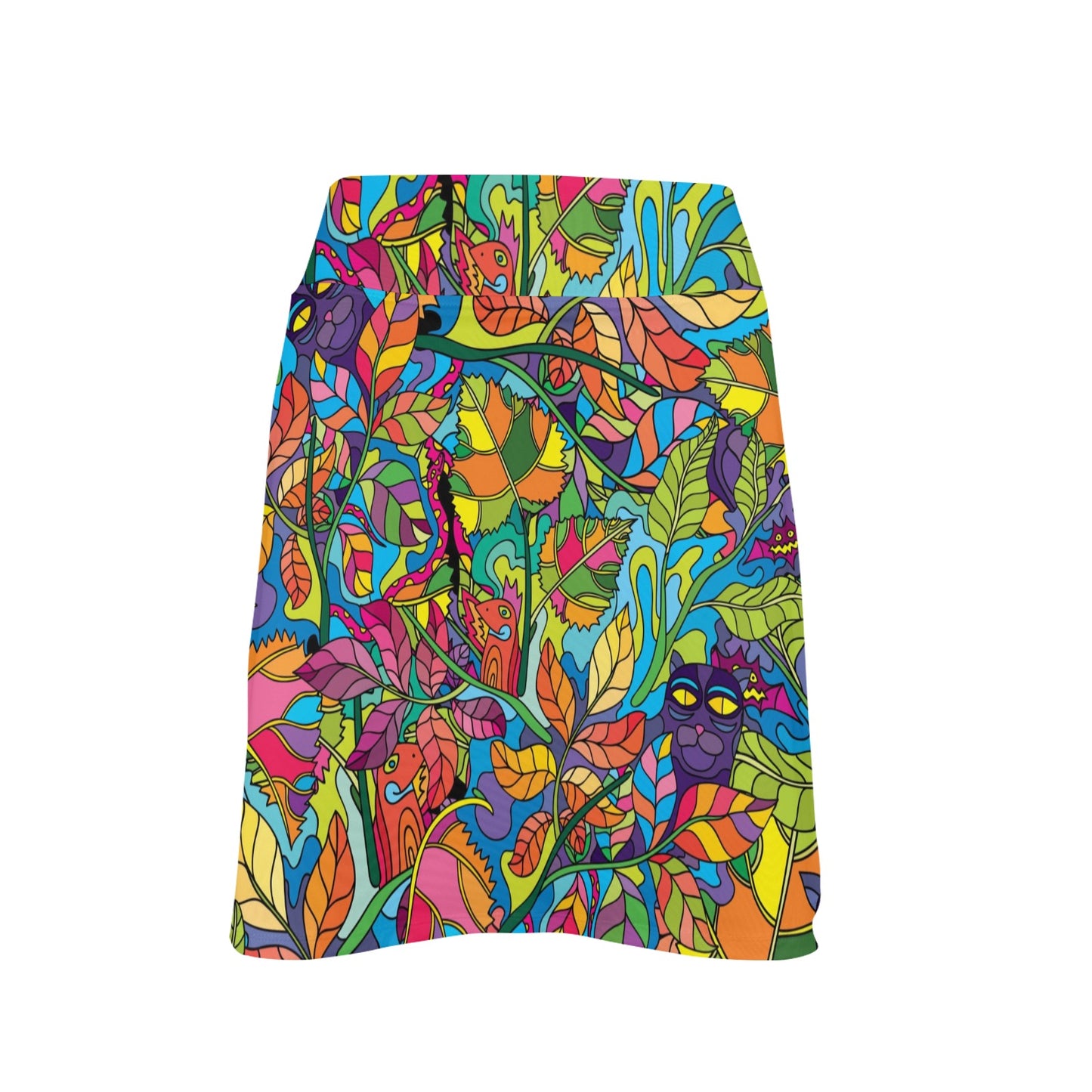 Psychedelic Trippy Flower Print 17" Golf & Pickleball Skort with Pockets
