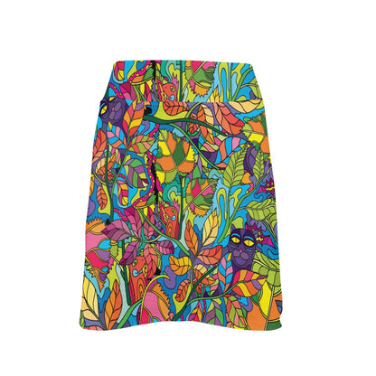 Psychedelic Trippy Flower Print 17" Golf & Pickleball Skort with Pockets