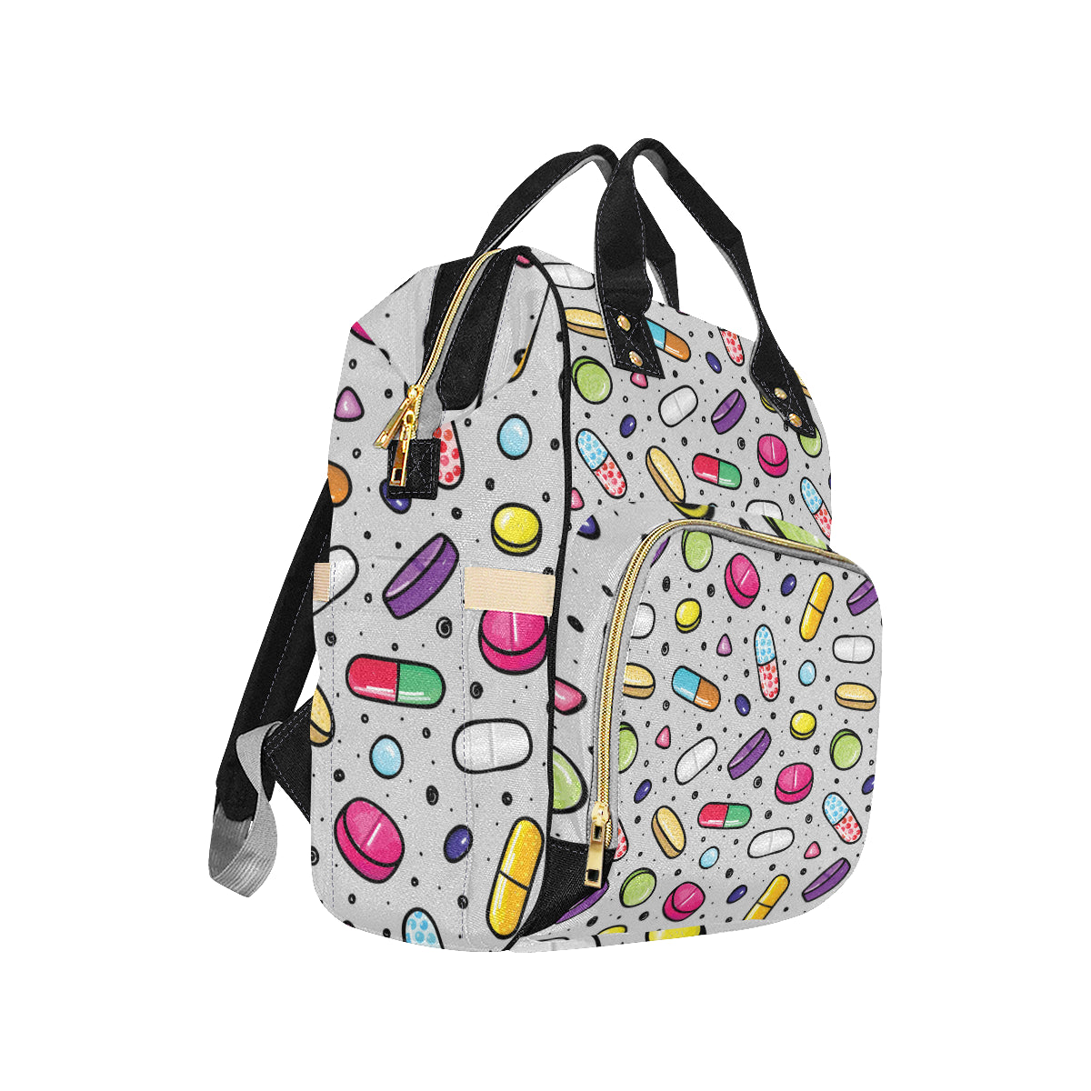 Pill Pattern Print Design A04 Diaper Bag Backpack