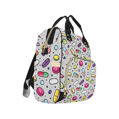 Pill Pattern Print Design A04 Diaper Bag Backpack