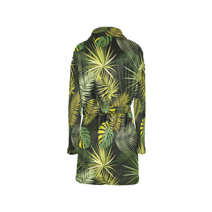 Palm Leaf Pattern Print Design A05 Women's Fleece Robe