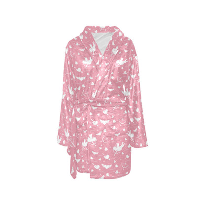 Cupid Pattern Print Design 03 Women's Fleece Robe
