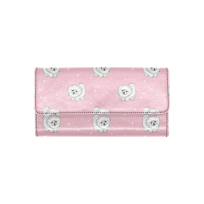 Pomeranians Pattern Print Design A02 Women's Trifold Wallet
