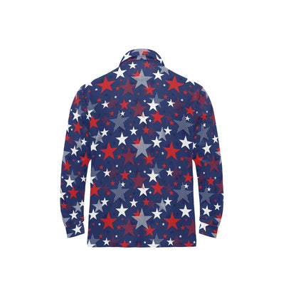 Star Print Design LKS304 Long Sleeve Polo Shirt For Men's