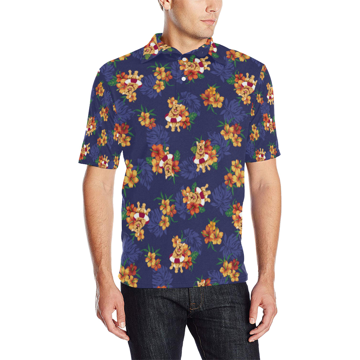 Hawaiian Themed Pattern Print Design H02 Men Polo Shirt