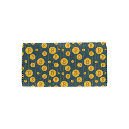 Bitcoin Pattern Print Design 01 Women's Trifold Wallet