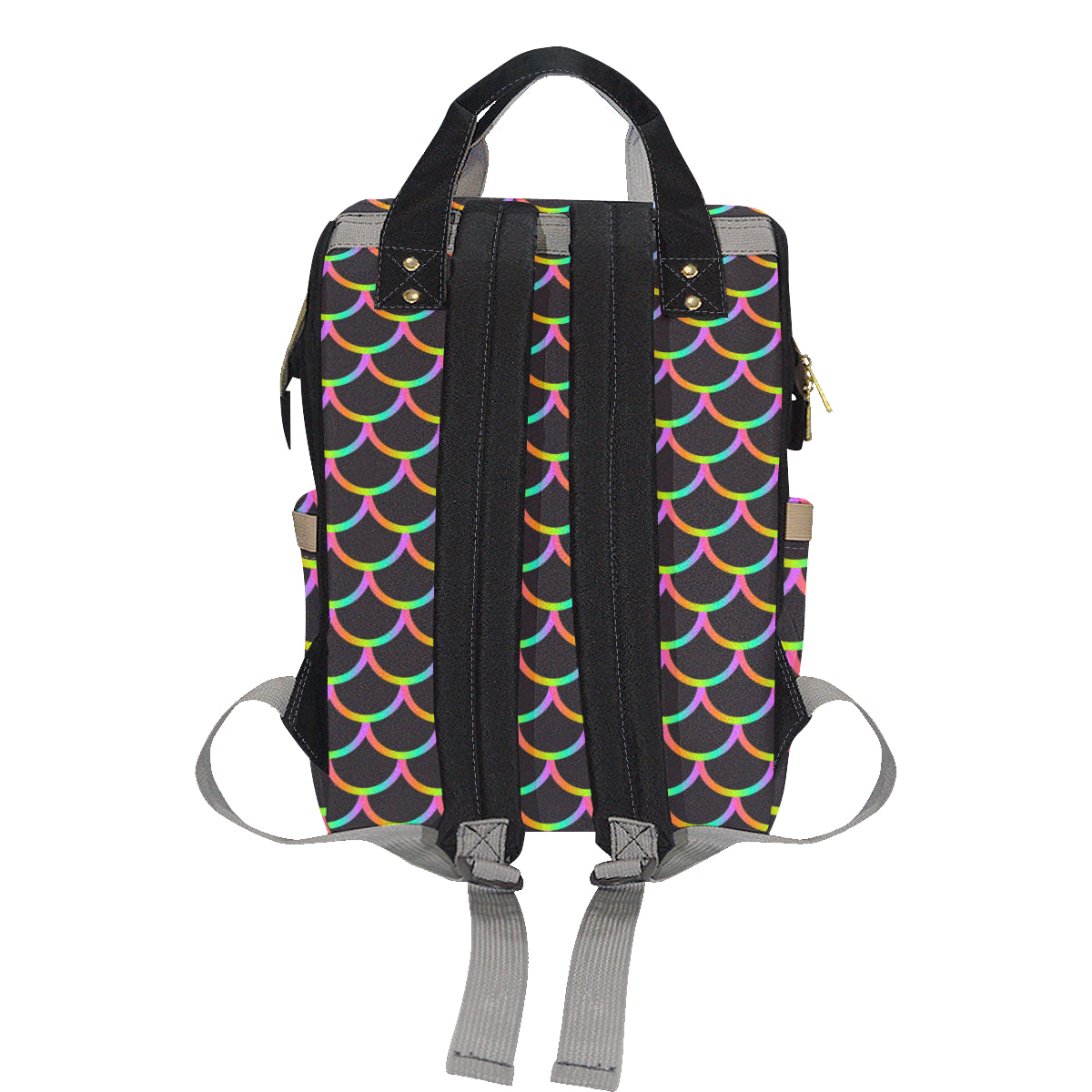 Mermaid Tail Rainbow Design Print Diaper Bag Backpack