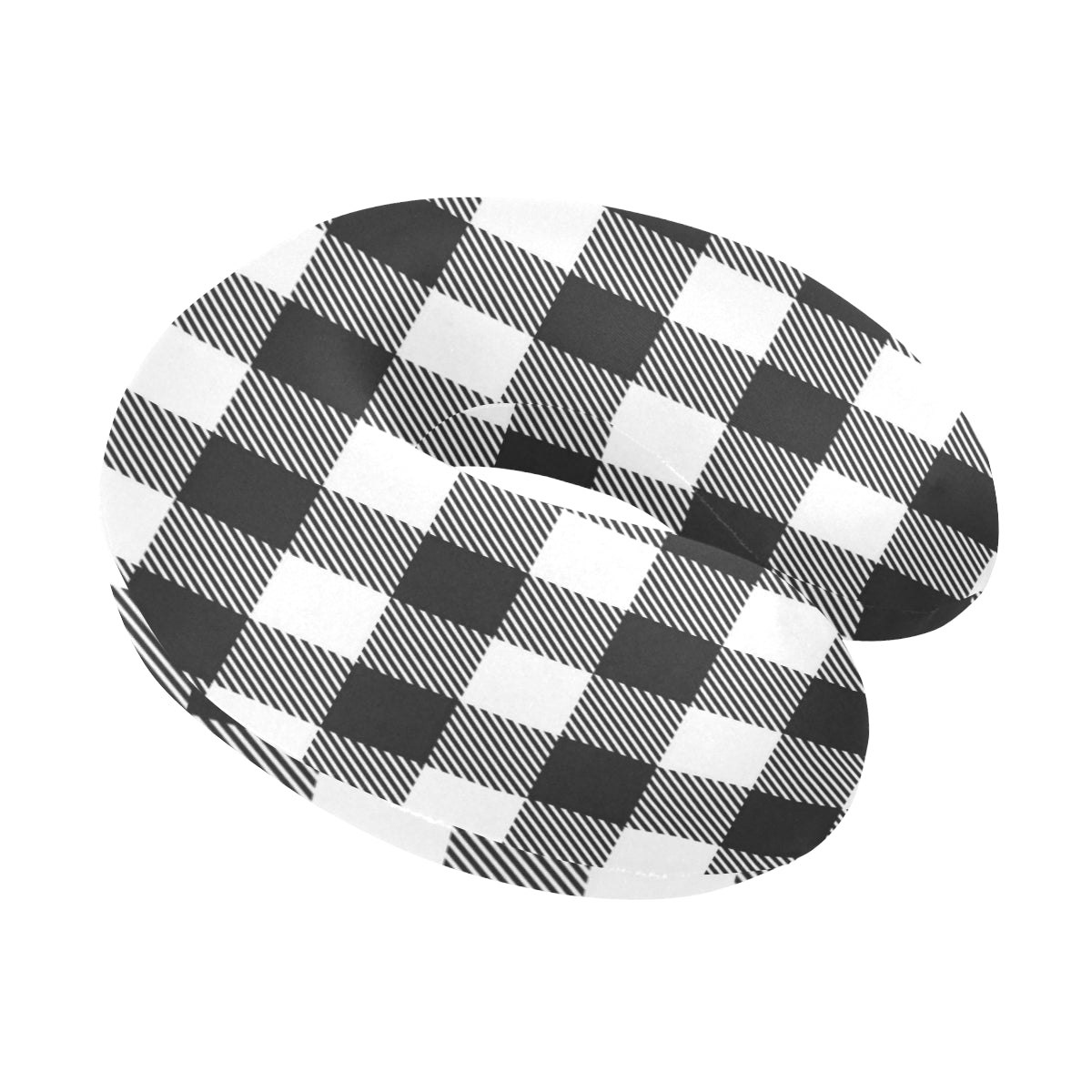 Buffalo check Black white Pattern Print Design 04 U-Shaped Travel Neck Pillow