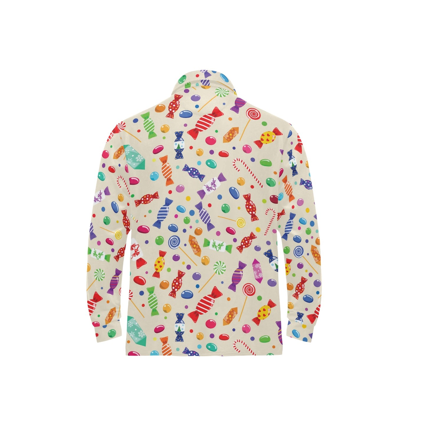 Candy Pattern Print Design 04 Long Sleeve Polo Shirt For Men's