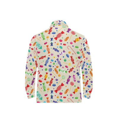 Candy Pattern Print Design 04 Long Sleeve Polo Shirt For Men's