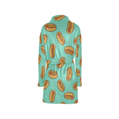 Hot Dog Pattern Print Design 04 Women's Fleece Robe