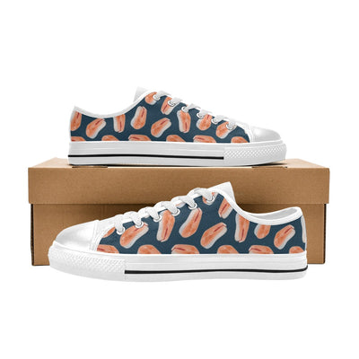 Salmon Steak Print Design LKS306 Women's White Low Top Shoes