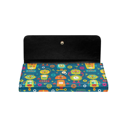 Robot Pattern Print Design A04 Women's Trifold Wallet