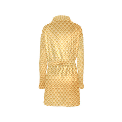 Waffle Texture Print Design LKS302 Women's Fleece Robe