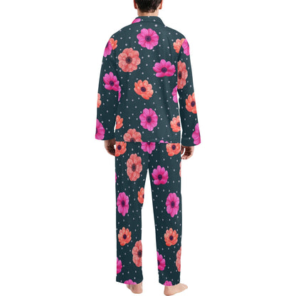 Anemone Pattern Print Design AM08 Men's Long Pajama Set