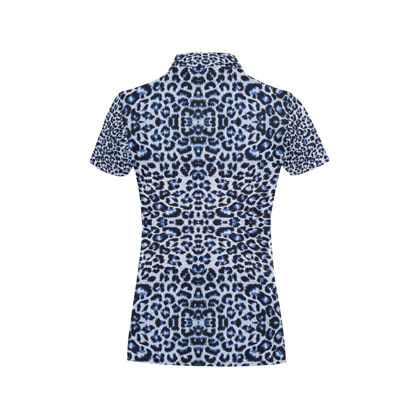 Leopard Blue Skin Print Women's Polo Shirt