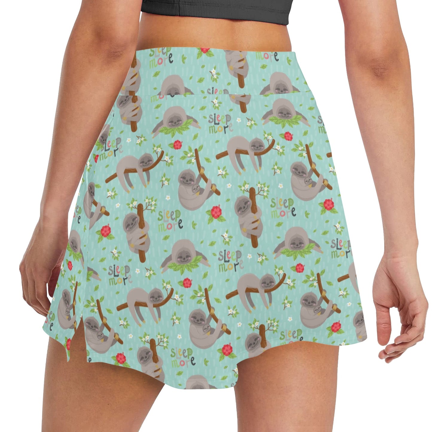Sloth Print Design LKS305 17" Golf & Pickleball Skort with Pockets