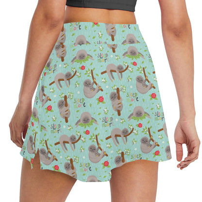Sloth Print Design LKS305 17" Golf & Pickleball Skort with Pockets