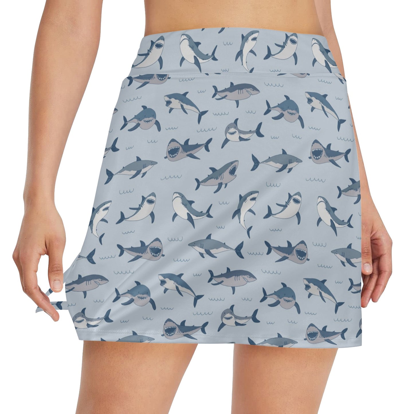 Shark Print Design LKS304 17" Golf & Pickleball Skort with Pockets