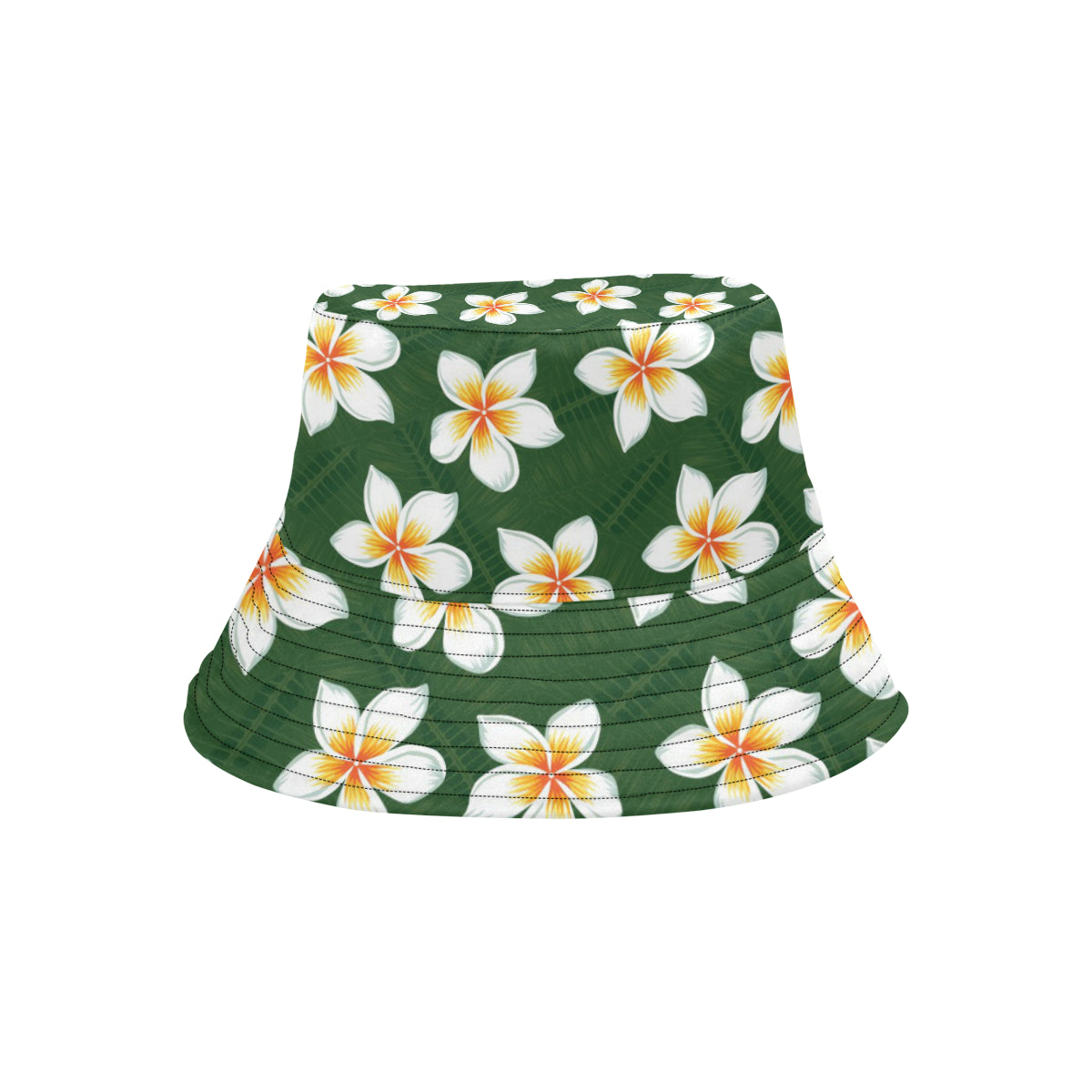 White Plumeria Pattern Print Design PM020 Unisex Bucket Hat