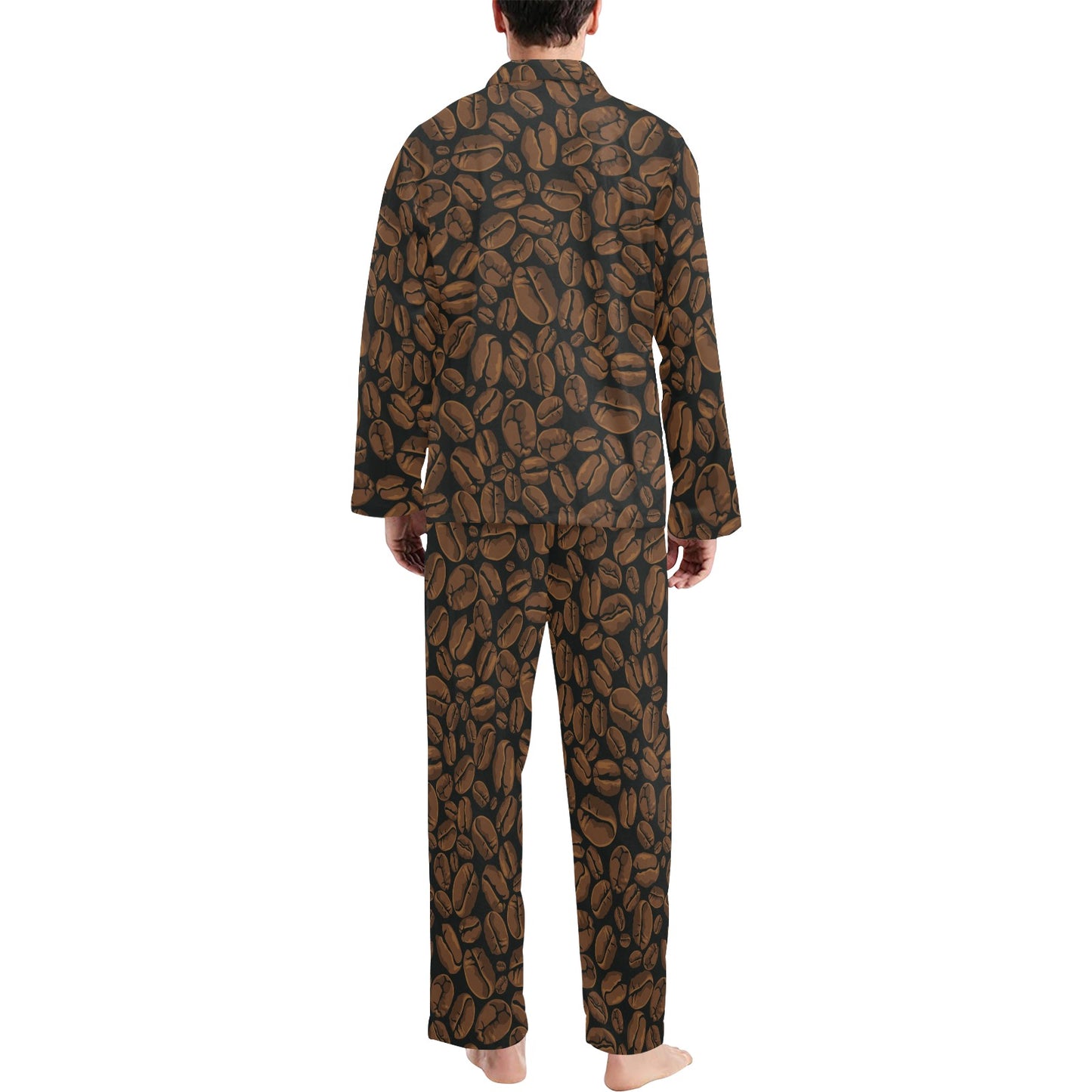 Coffee Pattern Print Design 01 Men's Long Pajama Set