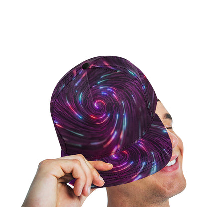 Vortex Twist Swirl Purple Neon Print Snapback Cap