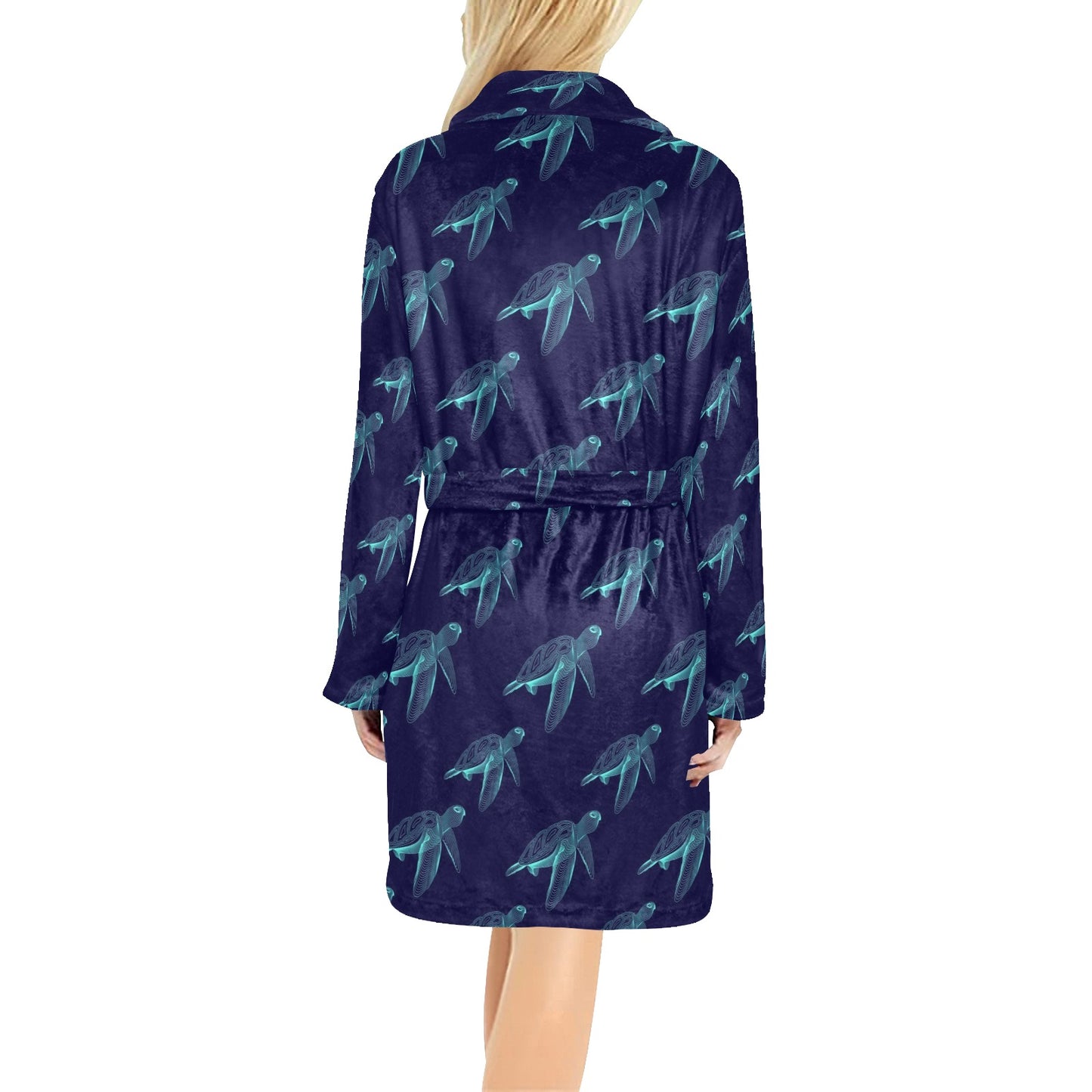 Sea Turtle Pattern Print Design T04 Women's Fleece Robe