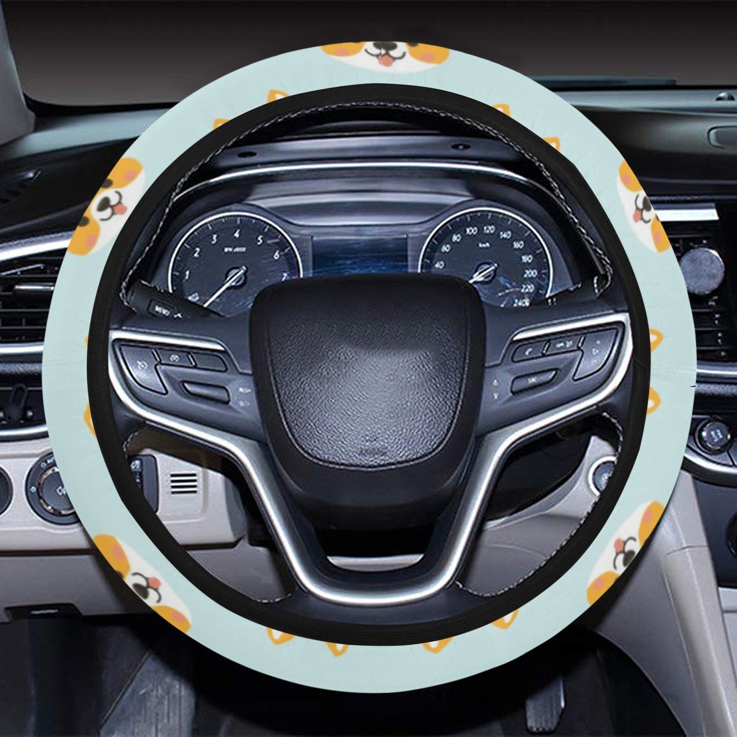 Shiba Inu Print Design LKS301 Steering Wheel Cover with Elastic Edge