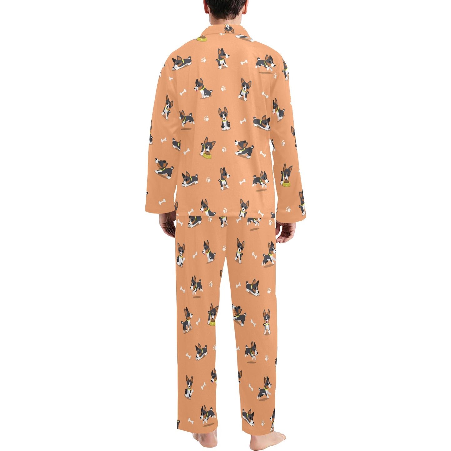 Basenji Pattern Print Design 01 Men's Long Pajama Set