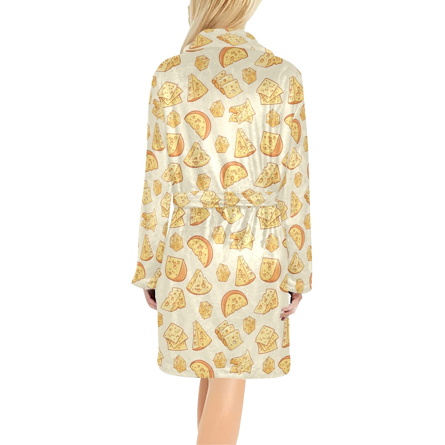 Cheese Pattern Print Design 01 Women's Fleece Robe