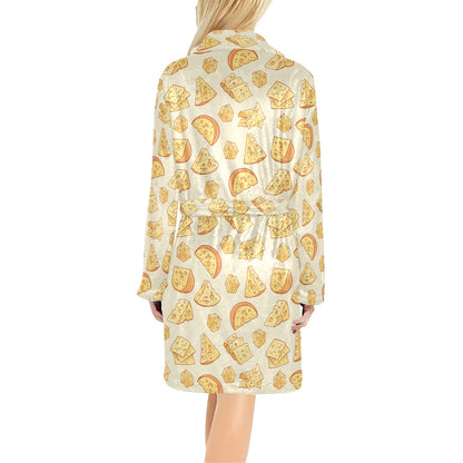 Cheese Pattern Print Design 01 Women's Fleece Robe
