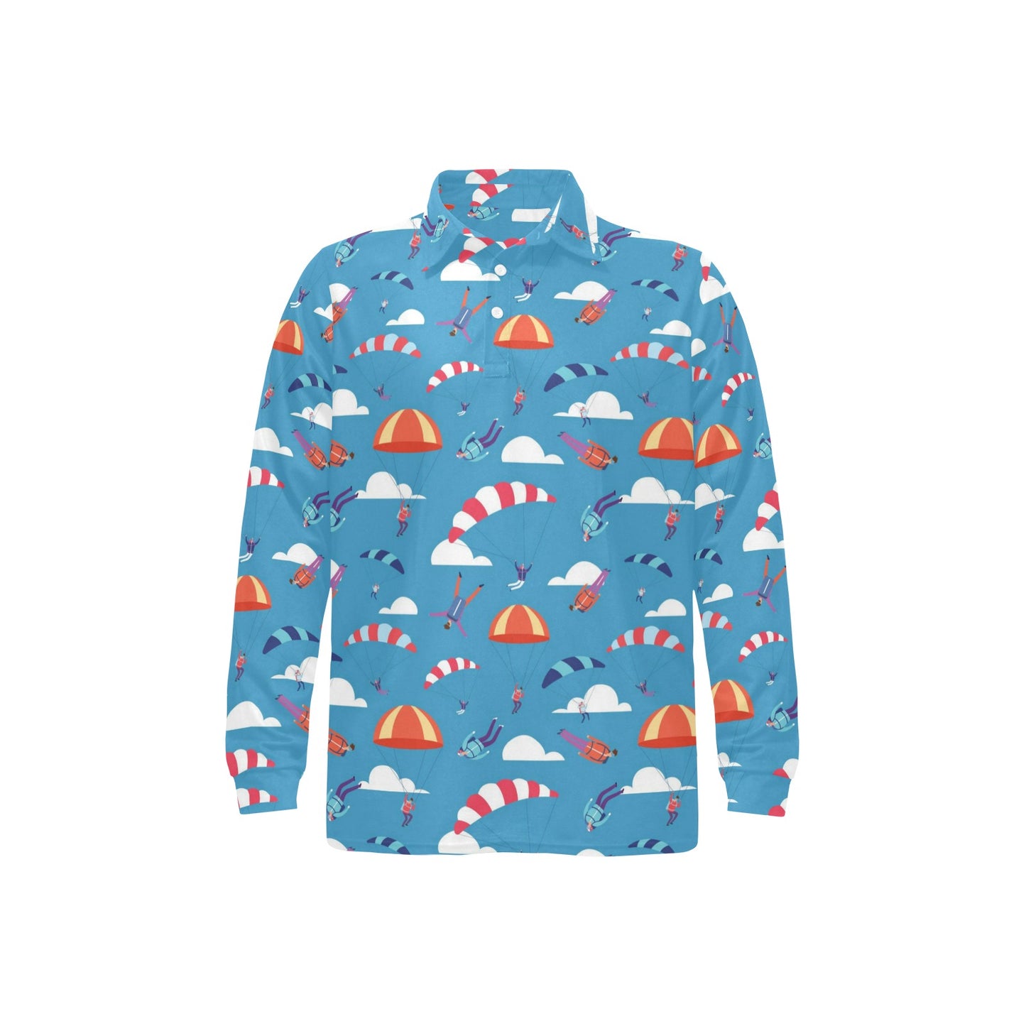 Skydiver Print Design LKS306 Long Sleeve Polo Shirt For Men's