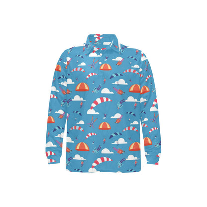Skydiver Print Design LKS306 Long Sleeve Polo Shirt For Men's