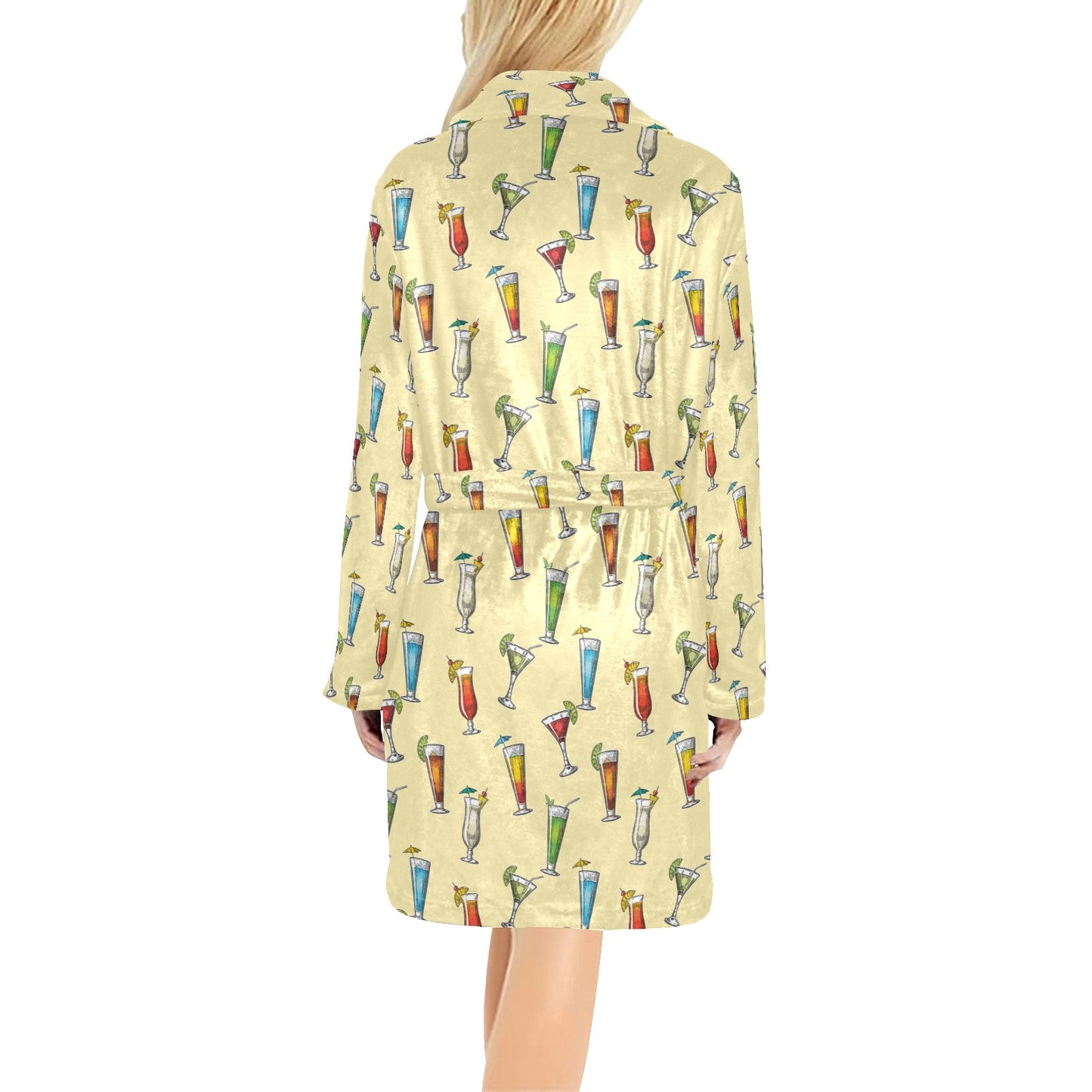 Cocktail Pattern Print Design 02 Women's Fleece Robe