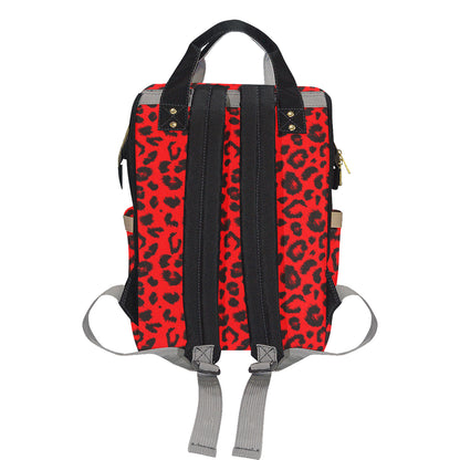 Leopard Red Skin Print Diaper Bag Backpack