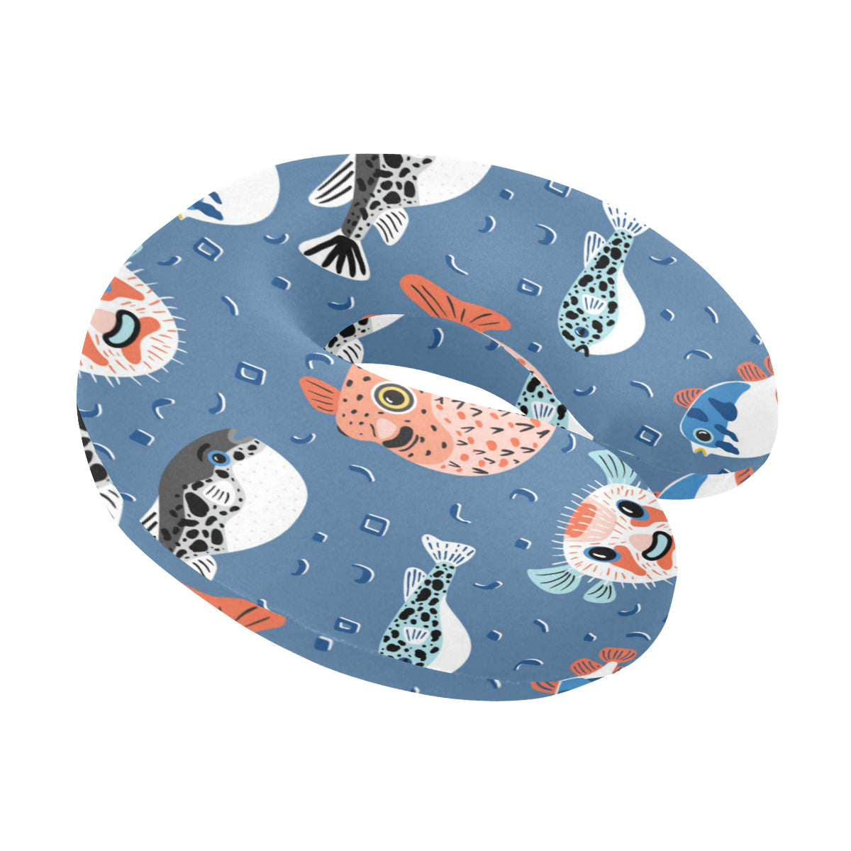 Fugu Pattern Print Design 02 U-Shaped Travel Neck Pillow