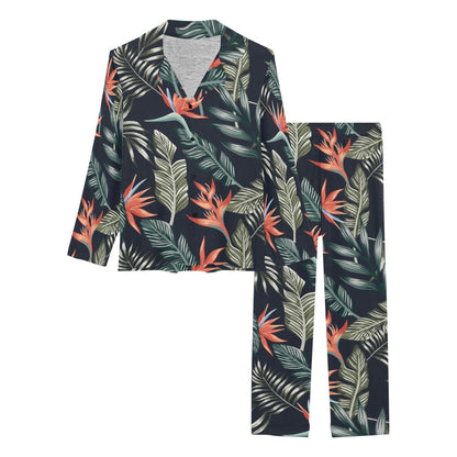 Bird Of Paradise Pattern Print Design BOP01 Women's Long Pajama Set