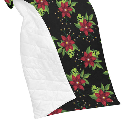 Poinsettia Pattern Print Design A01 Premium Quilt